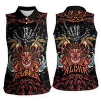 Aloha Halloween Women Sleeveless Polo Shirt Horror Tiki Heavy Metal Style - Wonder Print Shop