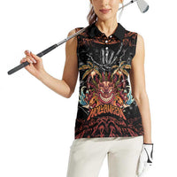 Aloha Halloween Women Sleeveless Polo Shirt Horror Tiki Heavy Metal Style - Wonder Print Shop