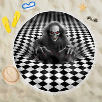 3D Illusion Horror Halloween Beach Blanket Creepy Evil Skull - Wonder Print Shop