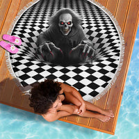 3D Illusion Horror Halloween Beach Blanket Creepy Evil Skull - Wonder Print Shop