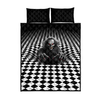 3D Illusion Horror Halloween Quilt Bed Set Creepy Evil Skull - Wonder Print Shop
