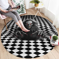 3D Illusion Horror Halloween Round Carpet Creepy Evil Skull - Wonder Print Shop