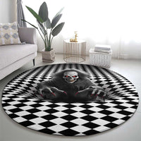 3D Illusion Horror Halloween Round Carpet Creepy Evil Skull - Wonder Print Shop