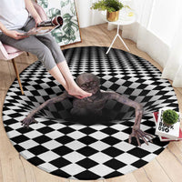 3D Illusion Horror Halloween Round Carpet Horrible Scary Zombie - Wonder Print Shop
