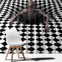 3D Illusion Horror Halloween Window Curtain Horrible Scary Zombie - Wonder Print Shop