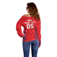 Custom England Cricket Off Shoulder Sweater Go Three Lions Simple Style LT05 - Wonder Print Shop