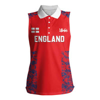 Custom England Cricket Women Sleeveless Polo Shirt Go Three Lions Simple Style LT05 - Wonder Print Shop