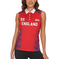 Custom England Cricket Women Sleeveless Polo Shirt Go Three Lions Simple Style LT05 - Wonder Print Shop