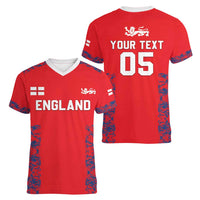 Custom England Cricket Women V-Neck T-Shirt Go Three Lions Simple Style LT05 - Wonder Print Shop