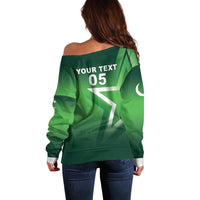 Custom Pakistan Cricket Off Shoulder Sweater Go Champions Shaheens LT05 - Wonder Print Shop