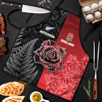 New Zealand And England Rugby Apron Red Rose Mix Maori Pattern - Wonder Print Shop