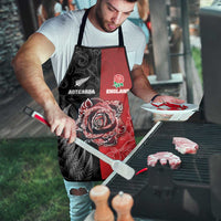 New Zealand And England Rugby Apron Red Rose Mix Maori Pattern - Wonder Print Shop
