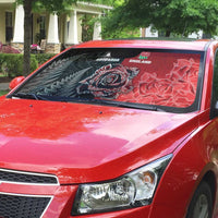New Zealand And England Rugby Auto Sun Shade Red Rose Mix Maori Pattern - Wonder Print Shop