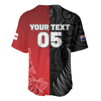 New Zealand And England Rugby Custom Baseball Jersey Red Rose Mix Maori Pattern - Wonder Print Shop