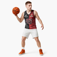 New Zealand And England Rugby Custom Basketball Jersey Red Rose Mix Maori Pattern - Wonder Print Shop
