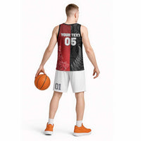 New Zealand And England Rugby Custom Basketball Jersey Red Rose Mix Maori Pattern - Wonder Print Shop
