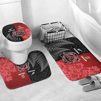 New Zealand And England Rugby Bathroom Set Red Rose Mix Maori Pattern - Wonder Print Shop