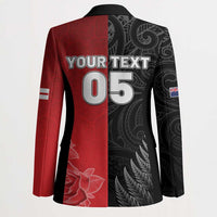 New Zealand And England Rugby Custom Blazer Red Rose Mix Maori Pattern - Wonder Print Shop