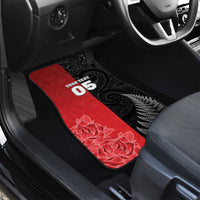 New Zealand And England Rugby Custom Car Mats Red Rose Mix Maori Pattern - Wonder Print Shop