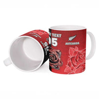 New Zealand And England Rugby Custom Ceramic Mug Red Rose Mix Maori Pattern - Wonder Print Shop
