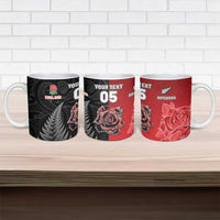 New Zealand And England Rugby Custom Ceramic Mug Red Rose Mix Maori Pattern - Wonder Print Shop