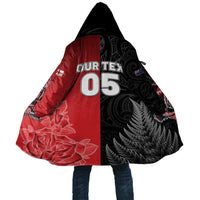 New Zealand And England Rugby Custom Cloak Red Rose Mix Maori Pattern - Wonder Print Shop