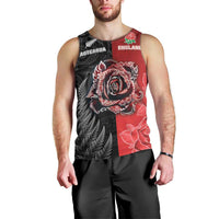 New Zealand And England Rugby Custom Men Tank Top Red Rose Mix Maori Pattern - Wonder Print Shop