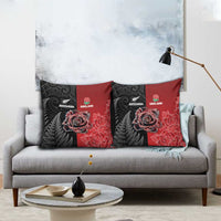 New Zealand And England Rugby Pillow Cover Red Rose Mix Maori Pattern - Wonder Print Shop