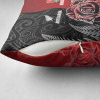 New Zealand And England Rugby Pillow Cover Red Rose Mix Maori Pattern - Wonder Print Shop