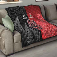 New Zealand And England Rugby Quilt Red Rose Mix Maori Pattern - Wonder Print Shop