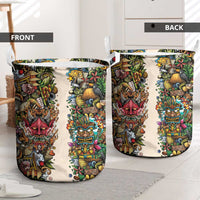 Hawaii And Japan Laundry Basket Tiki With Oni Mask - Wonder Print Shop