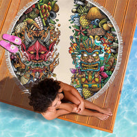 Hawaii And Japan Beach Blanket Tiki With Oni Mask - Wonder Print Shop