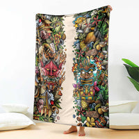 Hawaii And Japan Blanket Tiki With Oni Mask - Wonder Print Shop