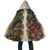 Hawaii And Japan Cloak Tiki With Oni Mask - Wonder Print Shop
