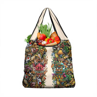 Hawaii And Japan Grocery Bag Tiki With Oni Mask - Wonder Print Shop