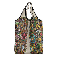Hawaii And Japan Grocery Bag Tiki With Oni Mask - Wonder Print Shop