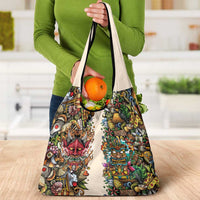 Hawaii And Japan Grocery Bag Tiki With Oni Mask - Wonder Print Shop