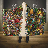 Hawaii And Japan Hooded Blanket Tiki With Oni Mask - Wonder Print Shop