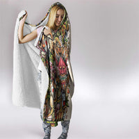 Hawaii And Japan Hooded Blanket Tiki With Oni Mask - Wonder Print Shop