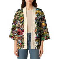 Hawaii And Japan Kimono Tiki With Oni Mask - Wonder Print Shop