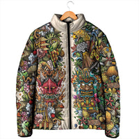 Hawaii And Japan Padded Jacket Tiki With Oni Mask - Wonder Print Shop