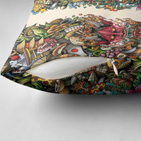 Hawaii And Japan Pillow Cover Tiki With Oni Mask - Wonder Print Shop
