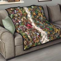 Hawaii And Japan Quilt Tiki With Oni Mask - Wonder Print Shop