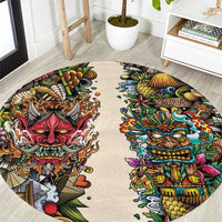 Hawaii And Japan Round Carpet Tiki With Oni Mask - Wonder Print Shop