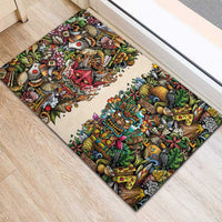 Hawaii And Japan Rubber Doormat Tiki With Oni Mask - Wonder Print Shop