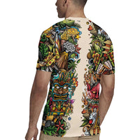 Hawaii And Japan Rugby Jersey Tiki With Oni Mask - Wonder Print Shop
