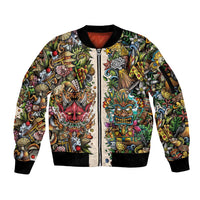Hawaii And Japan Sleeve Zip Bomber Jacket Tiki With Oni Mask - Wonder Print Shop