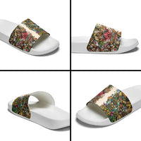 Hawaii And Japan Slide Sandals Tiki With Oni Mask - Wonder Print Shop