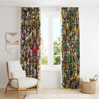 Hawaii And Japan Window Curtain Tiki With Oni Mask - Wonder Print Shop