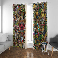 Hawaii And Japan Window Curtain Tiki With Oni Mask - Wonder Print Shop